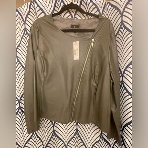 NWT FAUX Leather Jacket by Worthington….Grey …Size XL